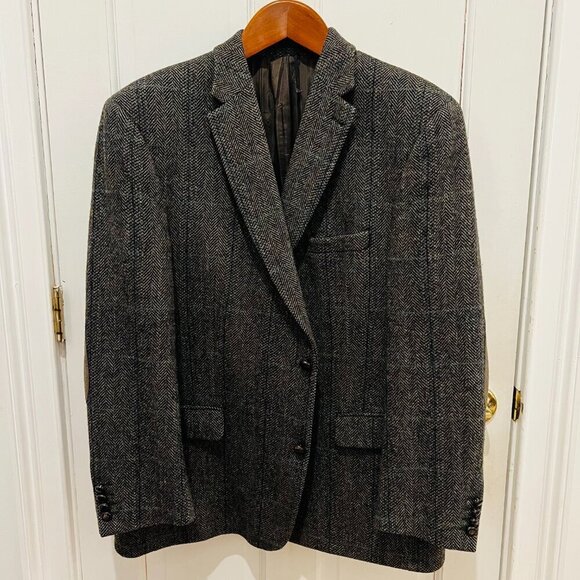 HARRIS TWEED x MARIO BARUTTI Mens Wool Tweed Elbow Patch Blazer Jacket Size 48 R